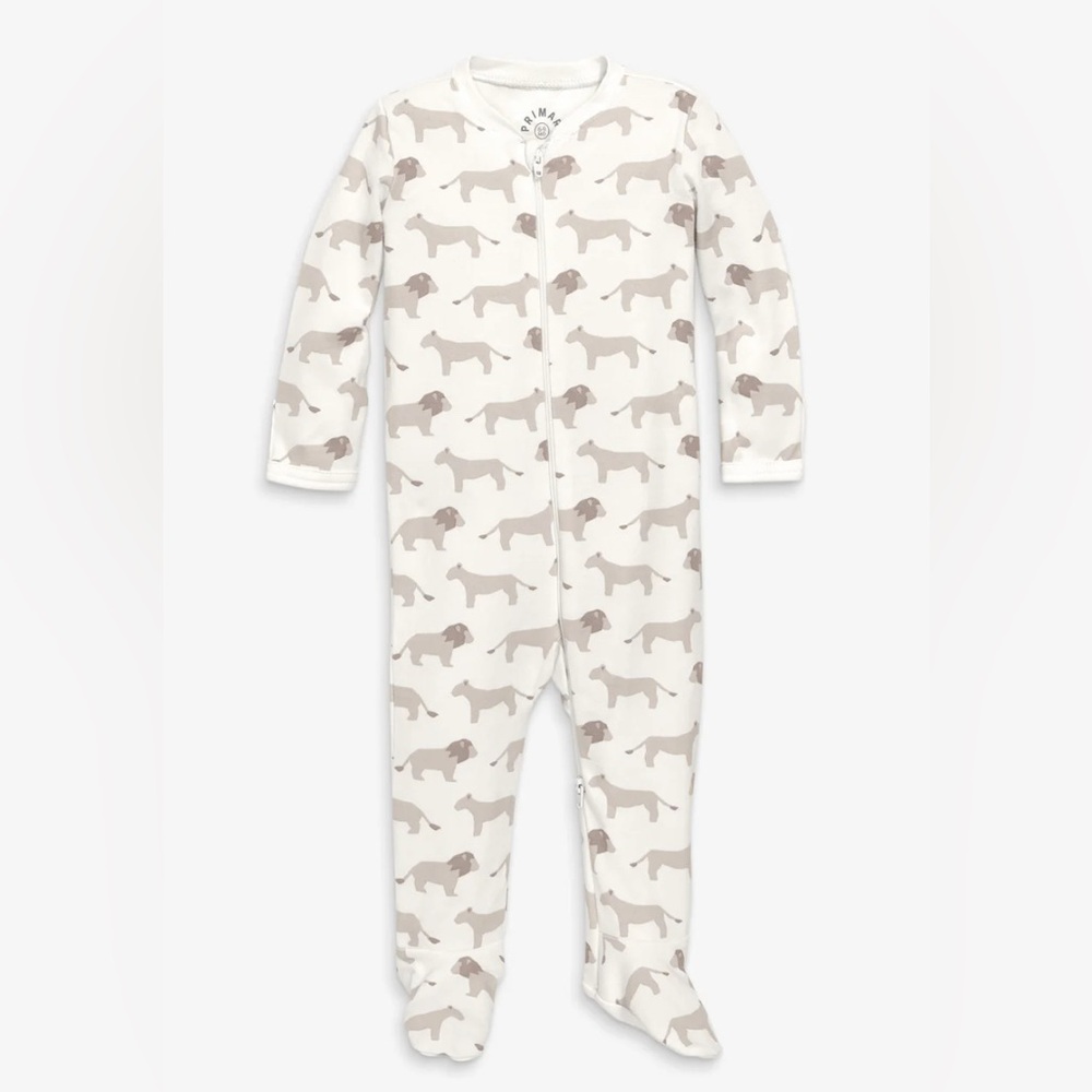 Primary Baby Organic Animal Friends Zip Footie Pajamas